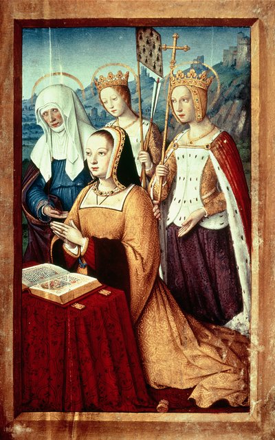 Anne of Brittany with St. Anne, St. Ursula and St. Helen, miniature from the Grandes Heures of Anne of Brittany, c.1503-8 by Jean Bourdichon